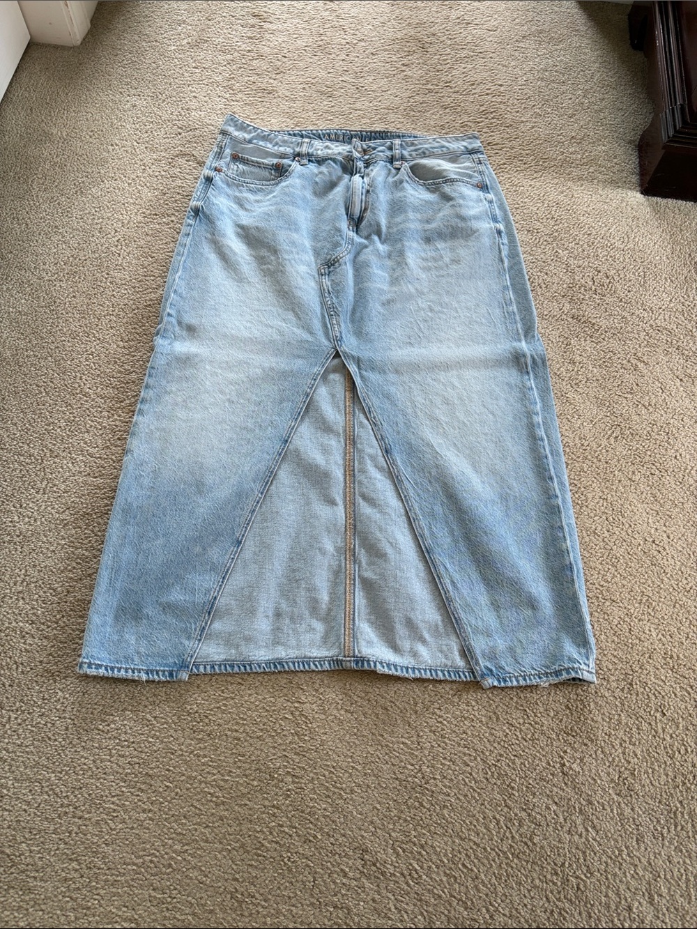 American Eagle Outfitters Light Blue Denim Midi Skirt
